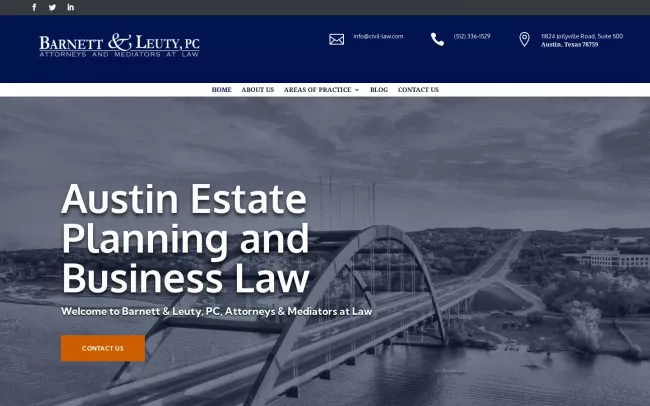 Screenshot of the Barnett & Leuty, PC Website