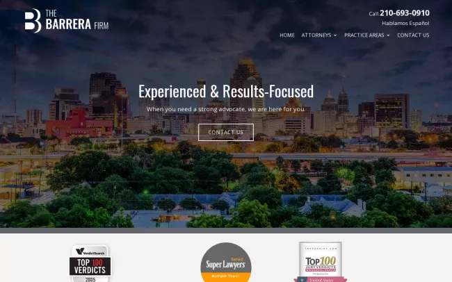 Screenshot of the The Barrera Firm Website