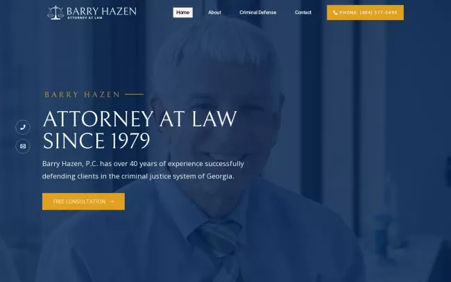 Screenshot of the Barry Hazen, P.C. Website