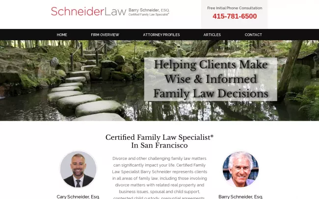 Screenshot of the Barry Schneider, Esq. Attorney at Law Website
