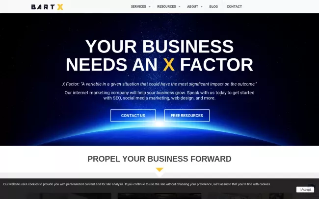 Screenshot of the BartX Digital Website