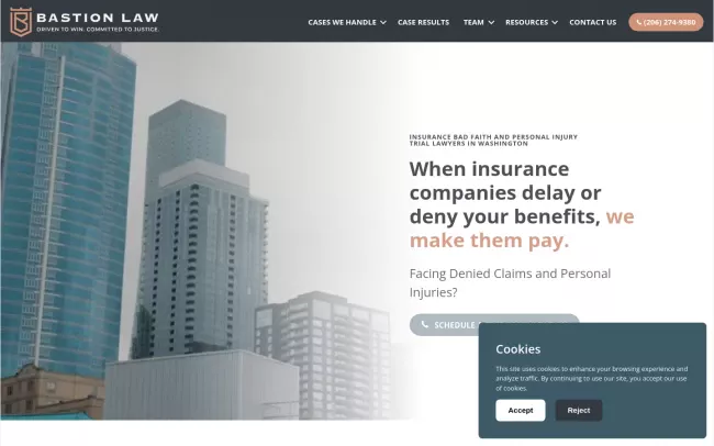 Screenshot of the Bastion Law, PLLC Website
