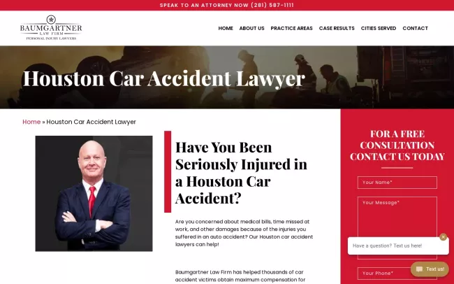 Screenshot of the Baumgartner Law Firm Website