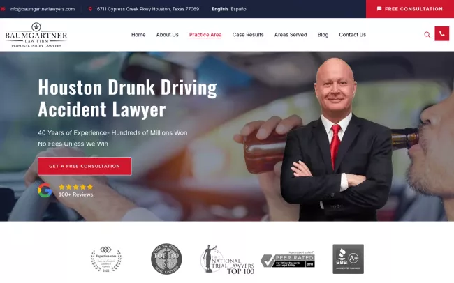 Screenshot of the Baumgartner Law Firm Website