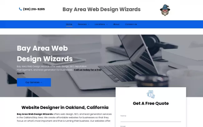 Screenshot of the Bay Area Web Design Wizards Website