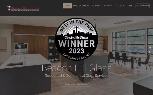 Screenshot of the Beacon Hill Glass Website