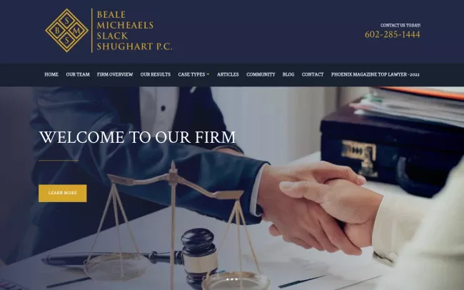 Screenshot of the Beale, Micheaels, Slack & Shughart P.C. Website