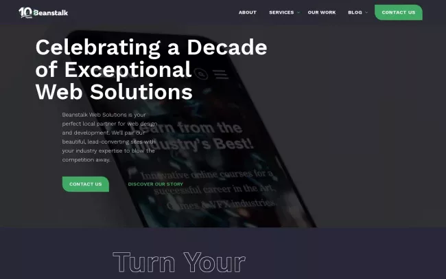 Screenshot of the Beanstalk Web Solutions Website