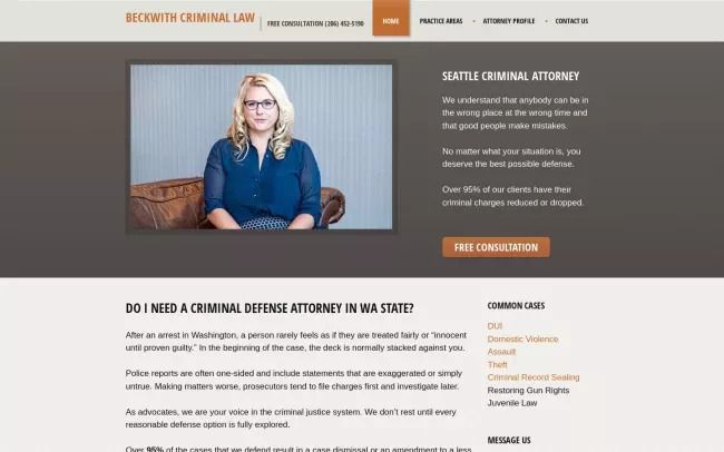 Screenshot of the Beckwith Criminal Law Website