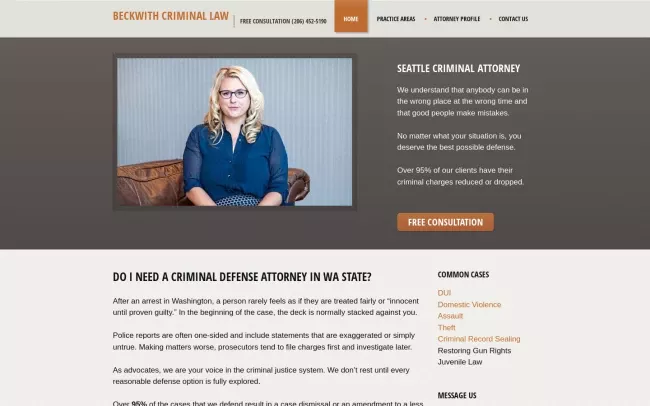 Screenshot of the Beckwith Criminal Law Website