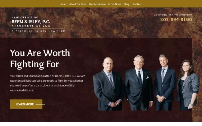 Screenshot of the Beem & Isley, P.C. Website