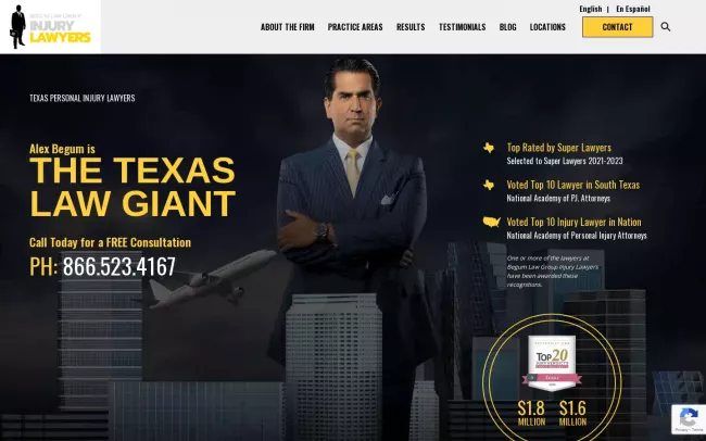Screenshot of the The Law Giant, Personal Injury & Accident Lawyers Website