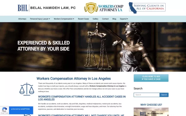 Screenshot of the Belal Hamideh Law Website