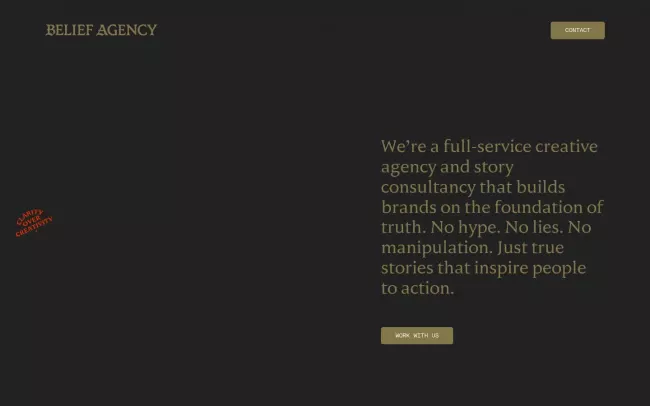 Screenshot of the Belief Agency Website