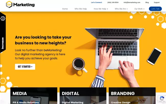 Screenshot of the beMarketing Website