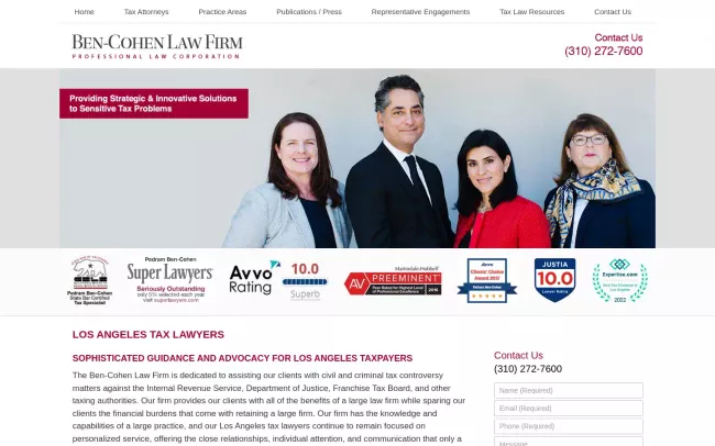 Screenshot of the Ben-Cohen Law Firm, PLC Website