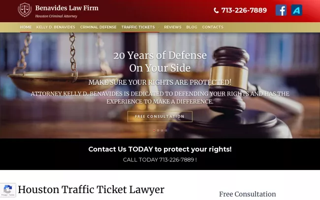 Screenshot of the Benavides Law Firm Website