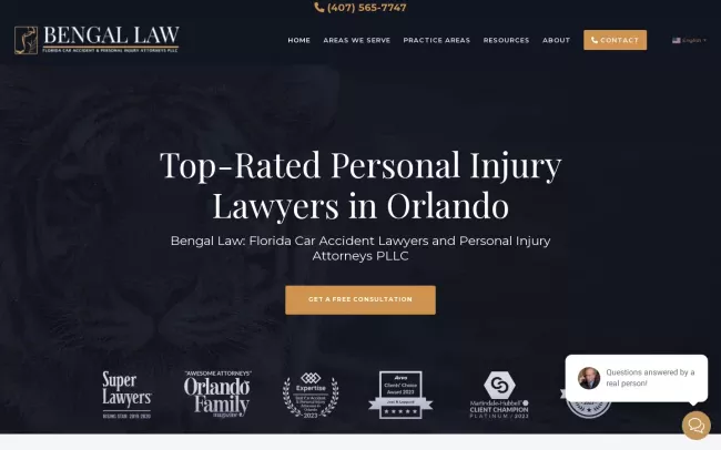 Screenshot of the Bengal Law: Orlando Car Accident Lawyers & Personal Injury Attorneys Website