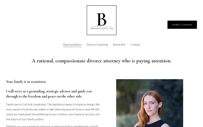 Screenshot of the Benjamin Family Law Website
