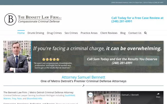 Screenshot of the The Bennett Law Firm, PLC Website
