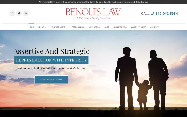 Screenshot of the Benouis Law Website