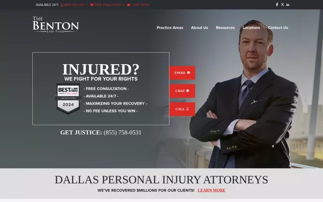 Screenshot of the Benton Accident & Injury Lawyers Website