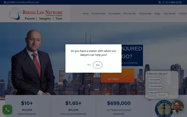 Screenshot of the Berenz Law Network Professional Corporation Website