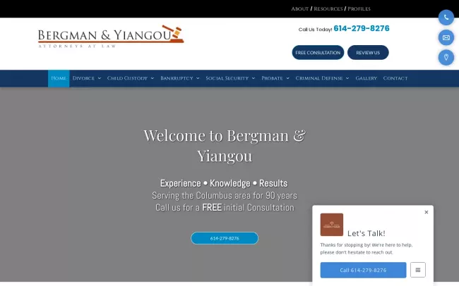 Screenshot of the Bergman & Yiangou Website