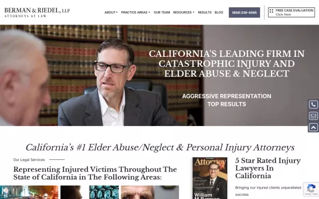 Screenshot of the Berman & Riedel, LLP Website