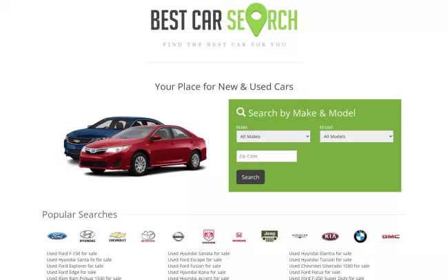 Screenshot of the Best Car Search Website