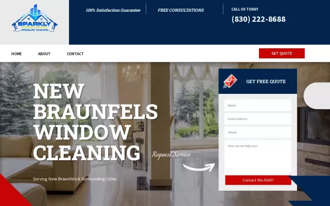 Screenshot of the Sparkly Window Cleaning & Pressure Washing New Braunfels Website