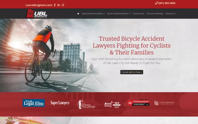 Screenshot of the Bicycle Accident Attorneys Website