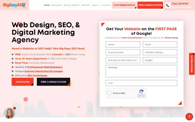Screenshot of the Big Easy SEO Website
