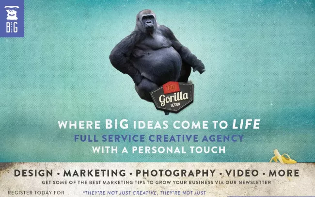 Screenshot of the Big Gorilla Design Website