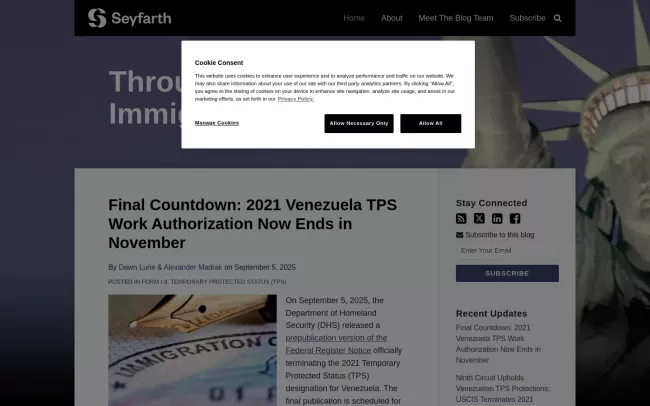 Screenshot of the BIG Immigration Blog
