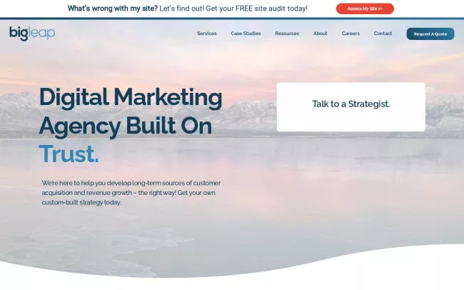 Screenshot of the Big Leap Website