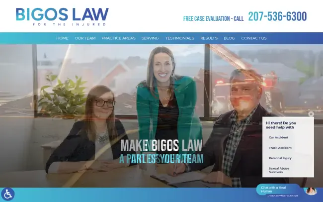 Screenshot of the Bigos Law - Personal Injury Lawyers Website