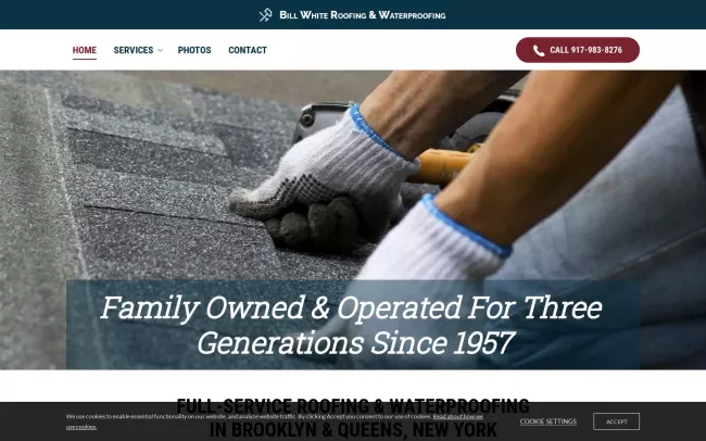Screenshot of the Bill White Roofing & Waterproofing Website