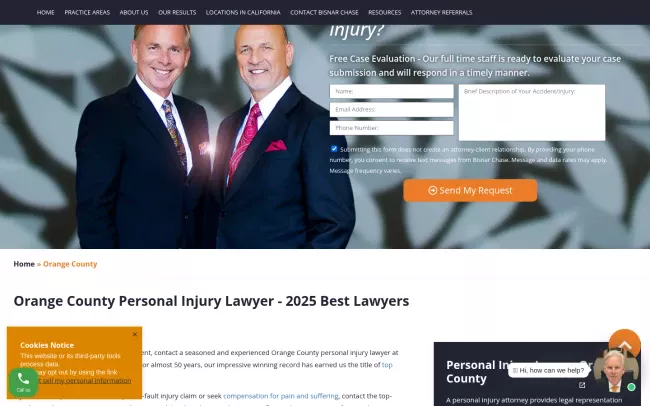 Screenshot of the Bisnar Chase Personal Injury Attorneys, LLP Website