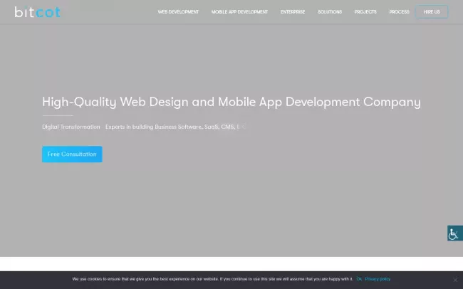 Screenshot of the Bitcot Website