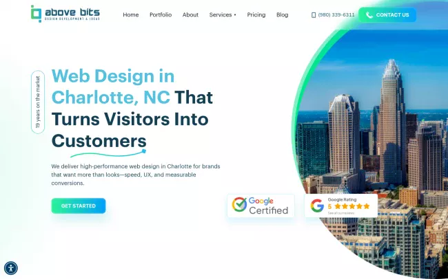 Screenshot of the Above Bits Website