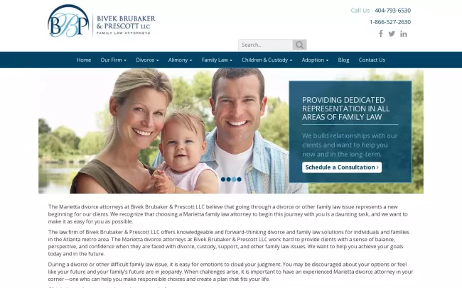 Screenshot of the Bivek Brubaker & Prescott LLC Website