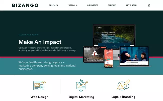 Screenshot of the Bizango Website