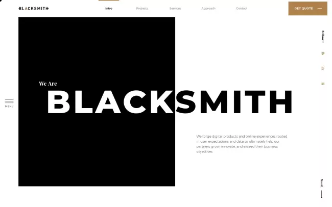 Screenshot of the Blacksmith Agency Website