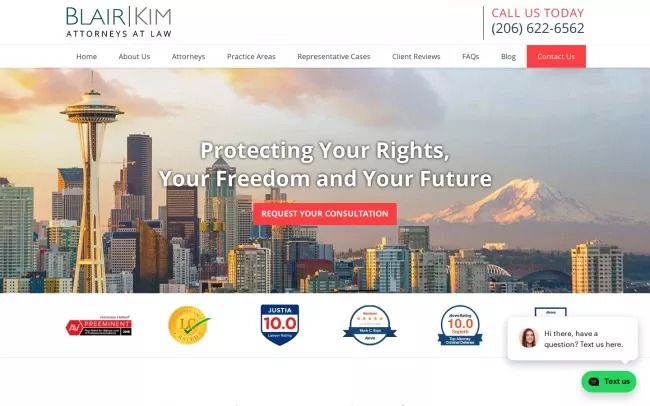 Screenshot of the Blair & Kim, PLLC Website