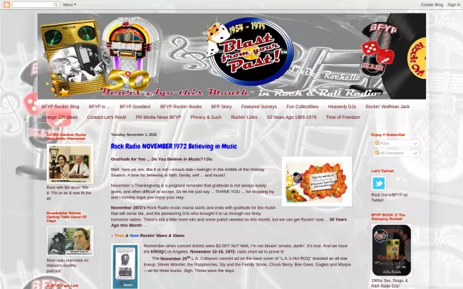 Screenshot of the Blast from Your Past Blog