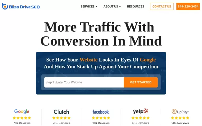Screenshot of the Bliss Drive - LA SEO & Digital Marketing Website