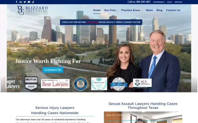 Screenshot of the Blizzard Greenberg, PLLC Website