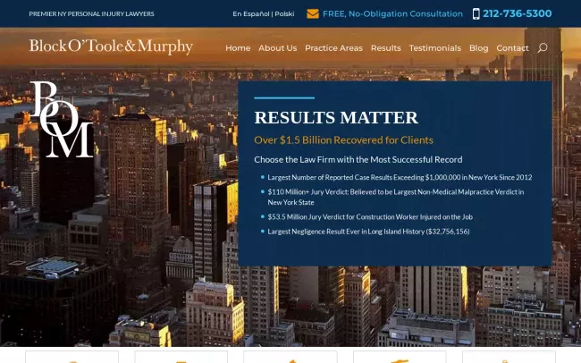 Screenshot of the Block O'Toole & Murphy Website