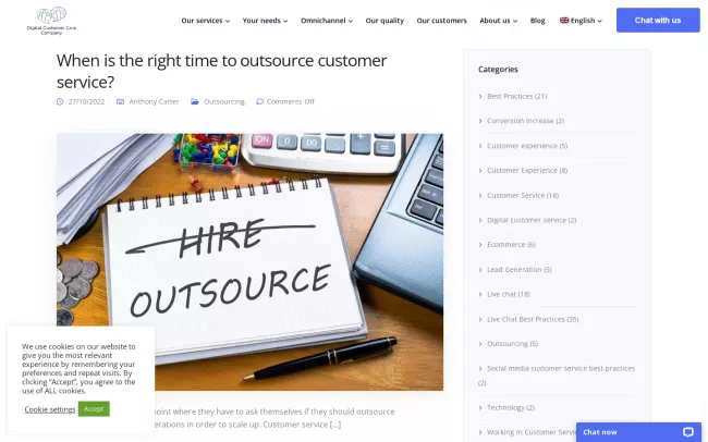 Screenshot of the Blog - Digital Customer Care Company